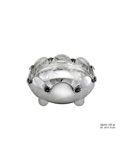 Orkide Motifli Gümüş Şekerlik