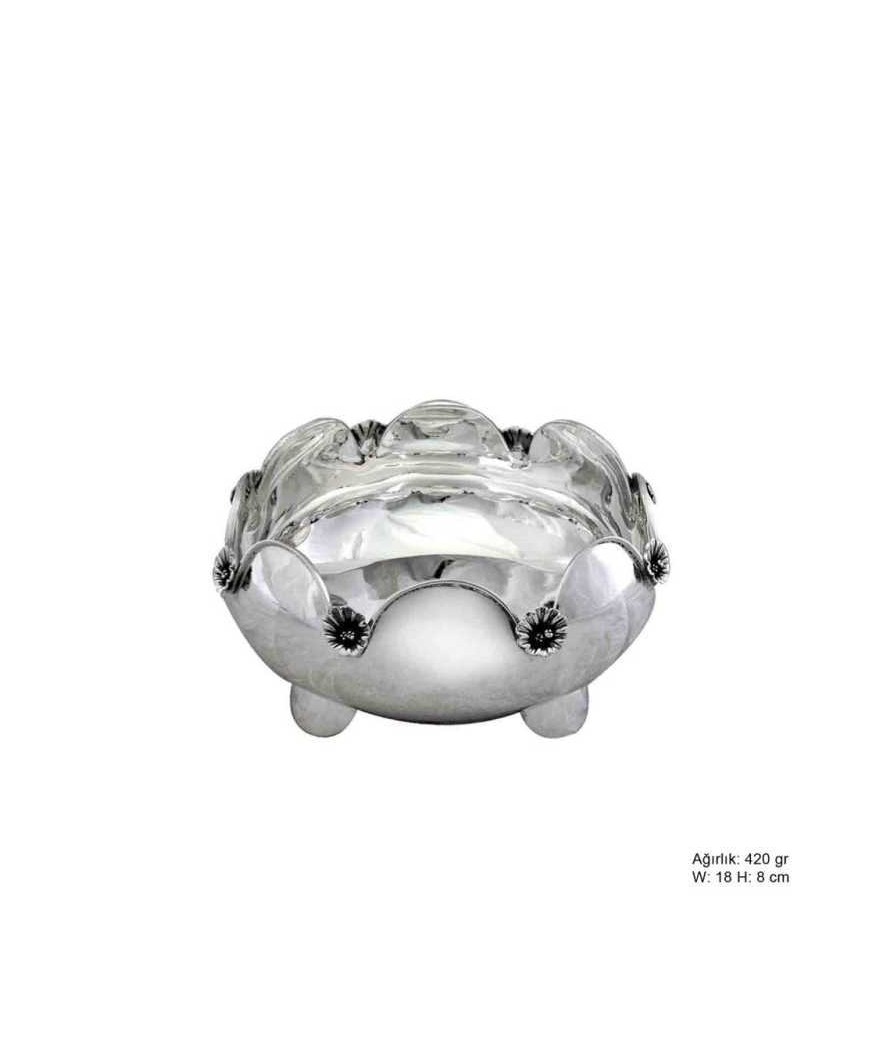 Orkide Motifli Gümüş Şekerlik