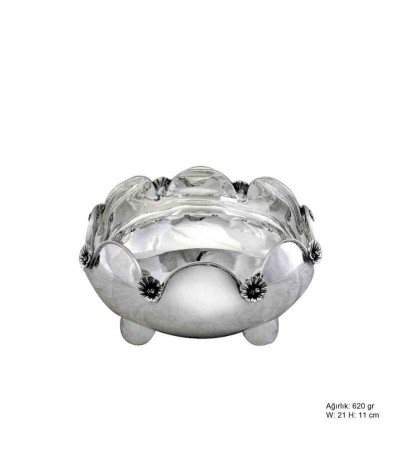 Orkide Motifli Gümüş Şekerlik