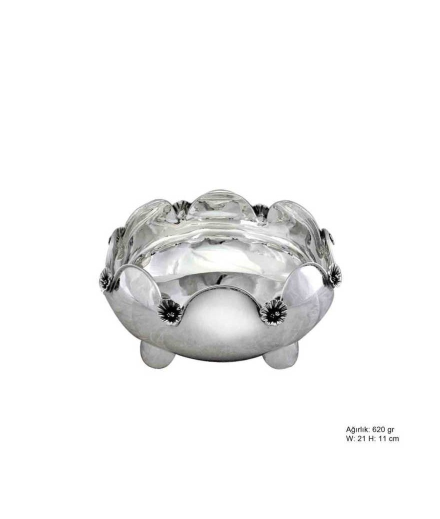 Orkide Motifli Gümüş Şekerlik