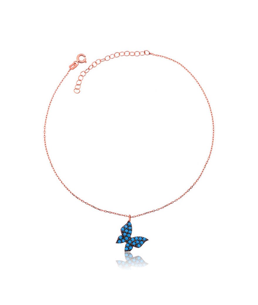 Gümüş Mavi Kelebek Halhal