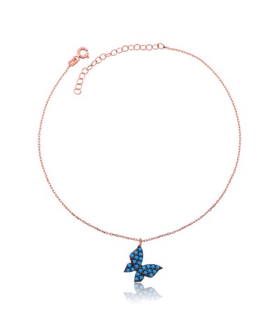 Gümüş Mavi Kelebek Halhal