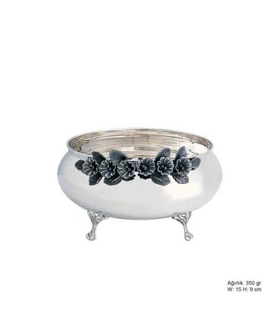 Orkide Motifli Gümüş Şekerlik