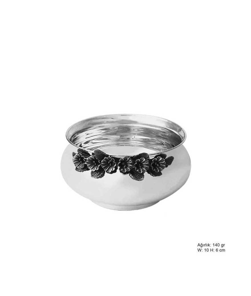 Orkide Motifli Gümüş Şekerlik