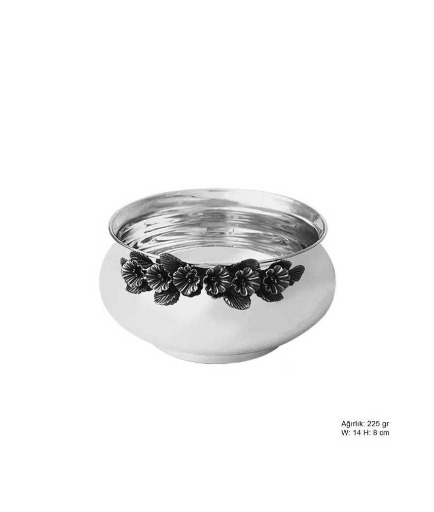 Orkide Motifli Gümüş Şekerlik