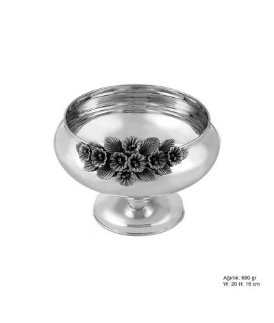 Orkide Motifli Gümüş Şekerlik