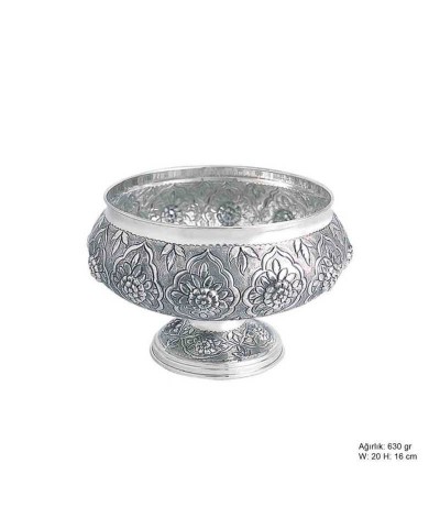 Çiçek Desenli Gümüş Şekerlik