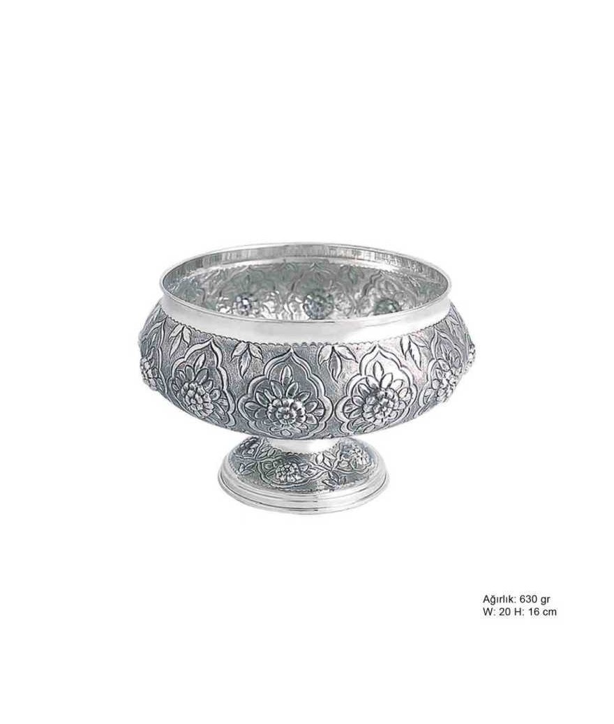 Çiçek Desenli Gümüş Şekerlik