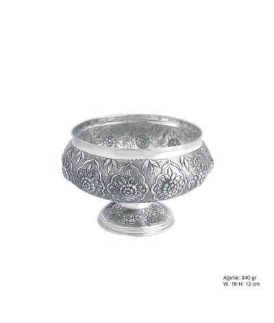 Çiçek Desenli Gümüş Şekerlik