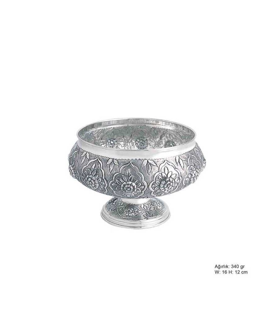 Çiçek Desenli Gümüş Şekerlik
