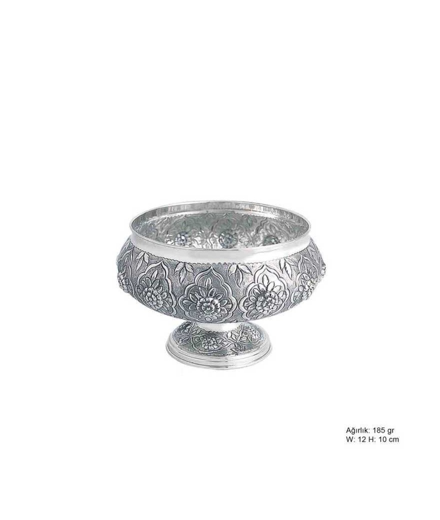 Çiçek Desenli Gümüş Şekerlik