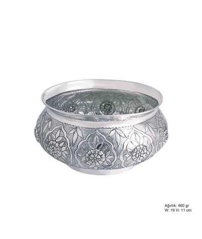 Çiçek Desenli Gümüş Şekerlik