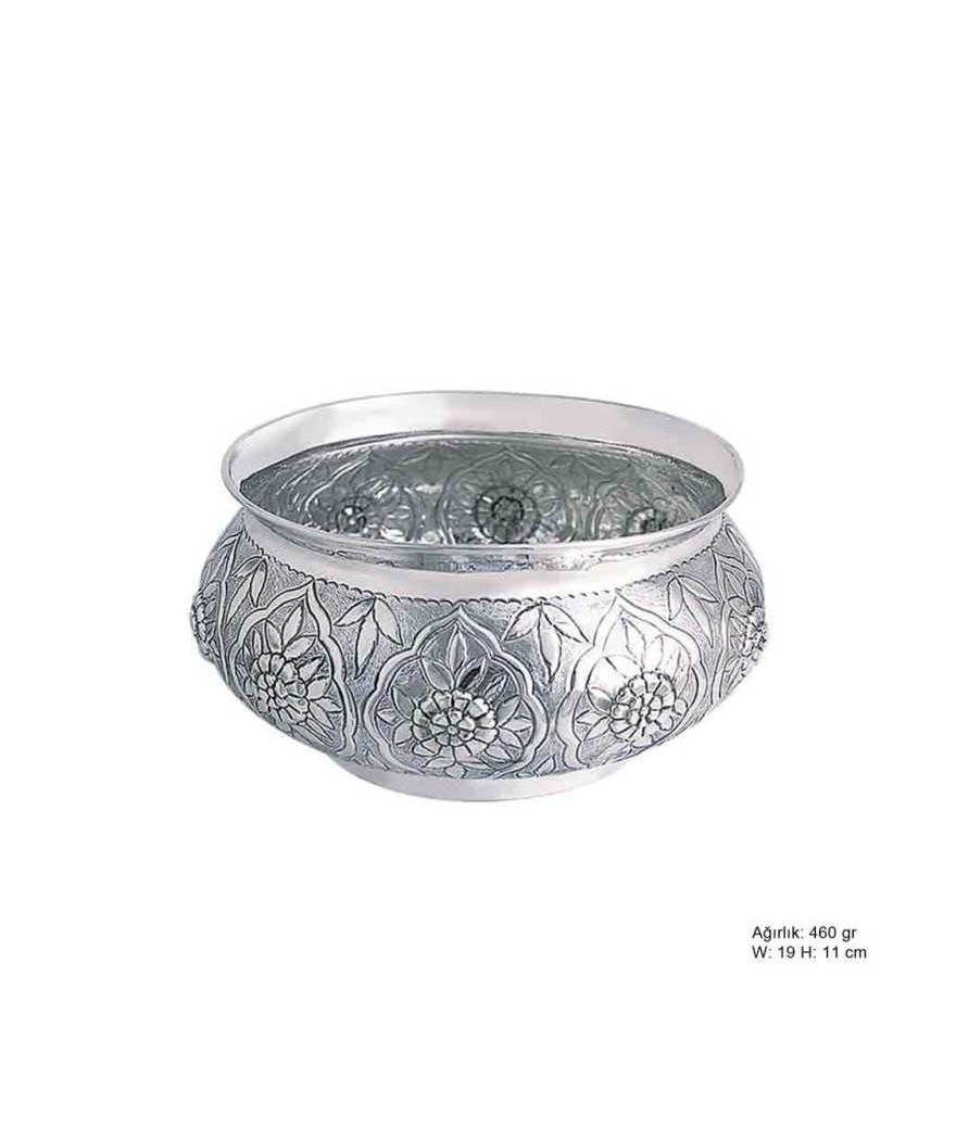 Çiçek Desenli Gümüş Şekerlik