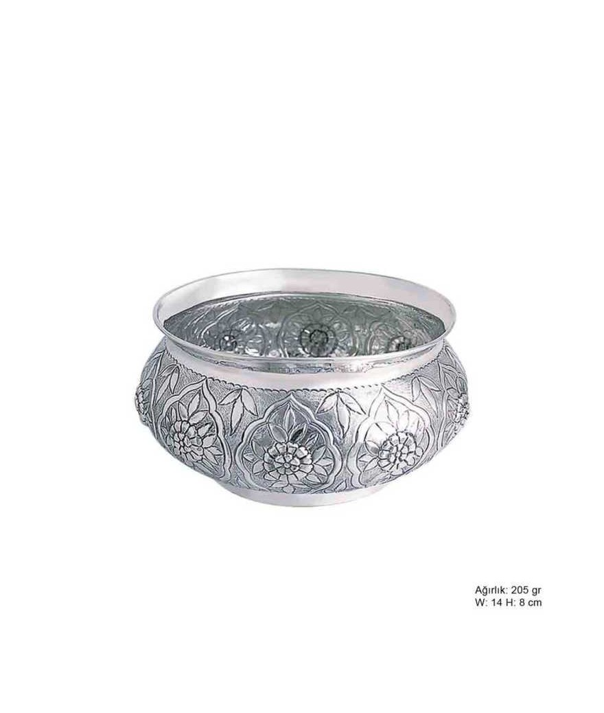 Çiçek Desenli Gümüş Şekerlik
