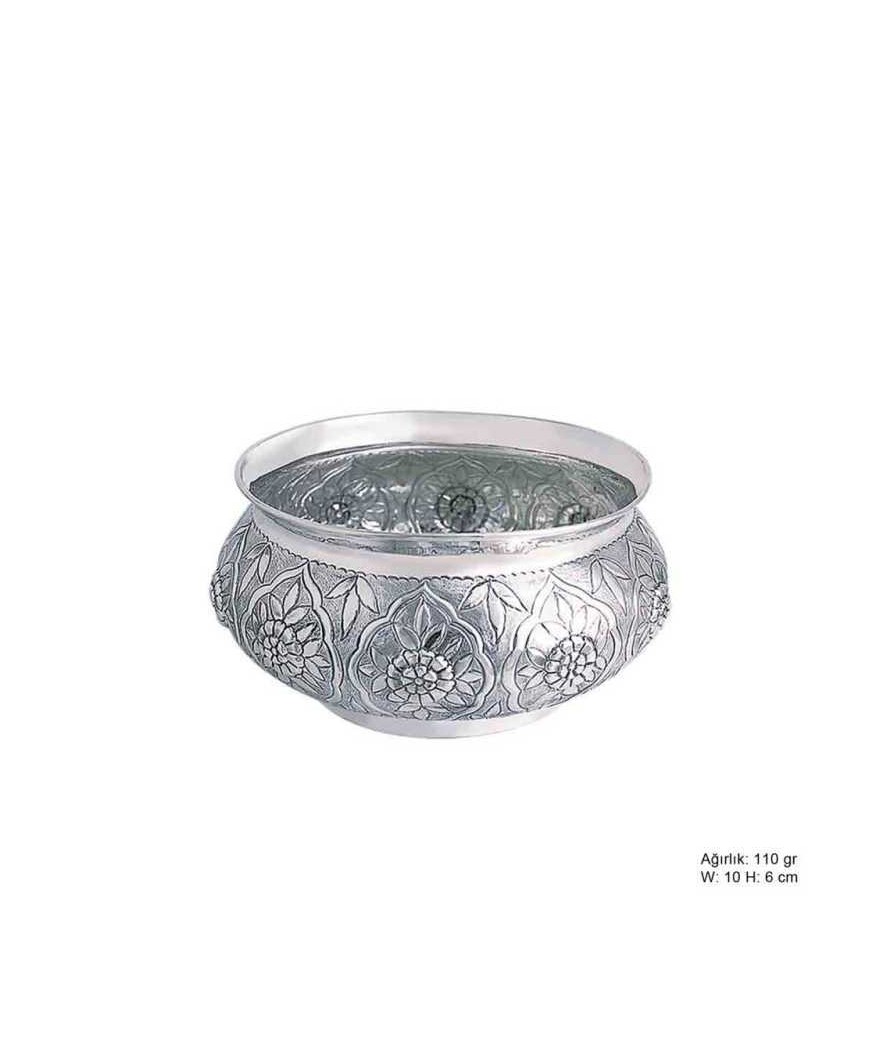 Çiçek Desenli Gümüş Şekerlik