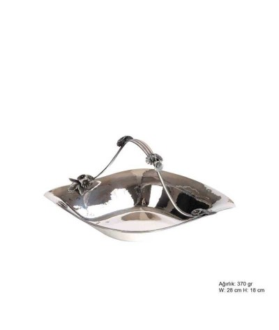 Orkide Motifli Gümüş Sepet