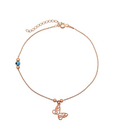 Gümüş Nazarlı Kelebek Halhal