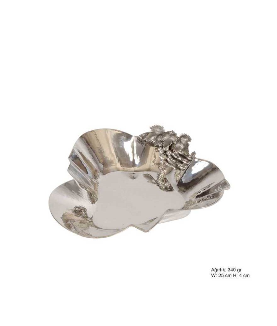 Yaprak Motifli Gümüş Tabak