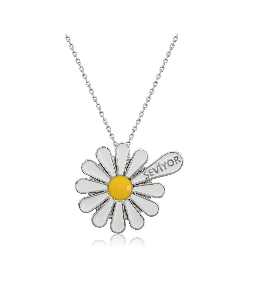 Gümüş Seviyor Papatya Bayan Kolye
