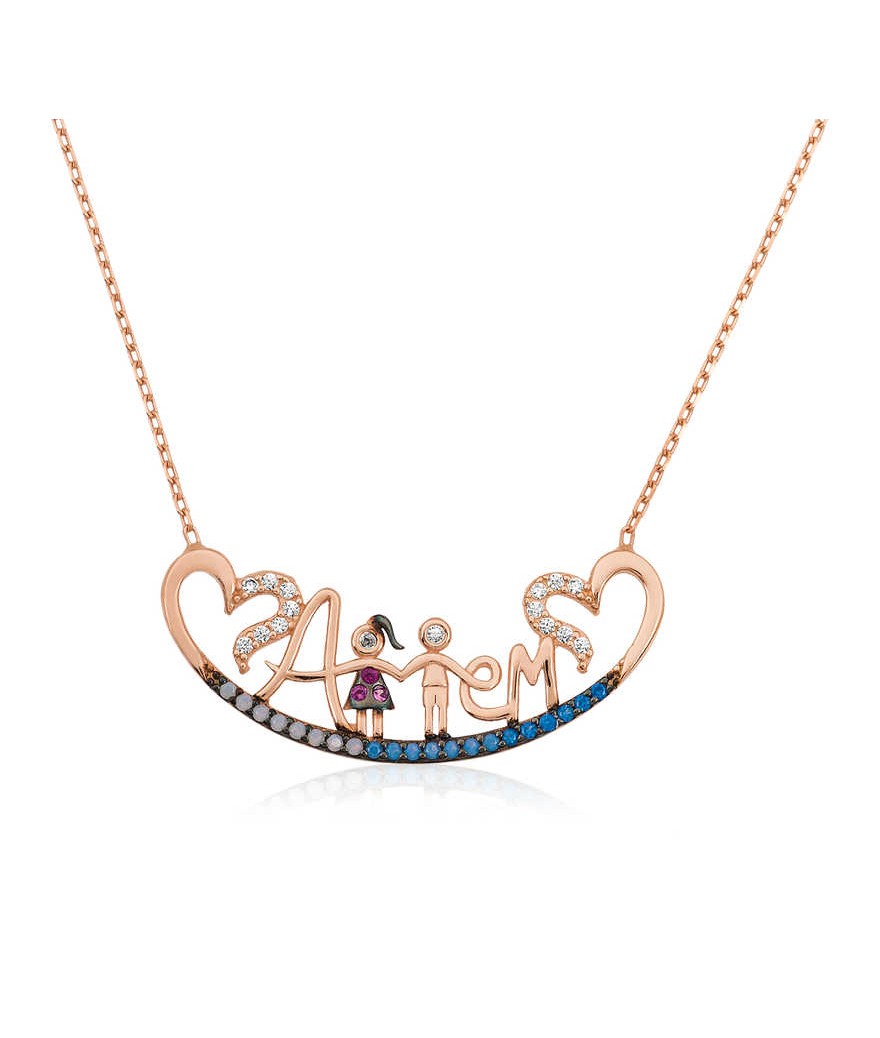 Gümüş Annem Yazılı Bayan Kolye