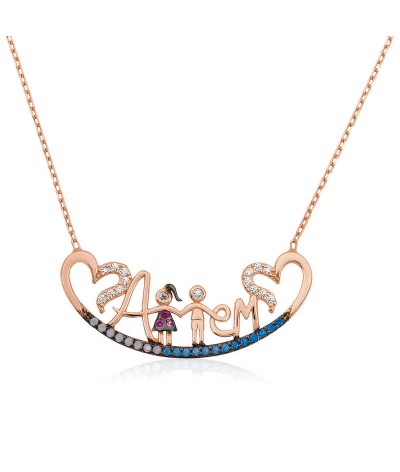 Gümüş Annem Yazılı Bayan Kolye