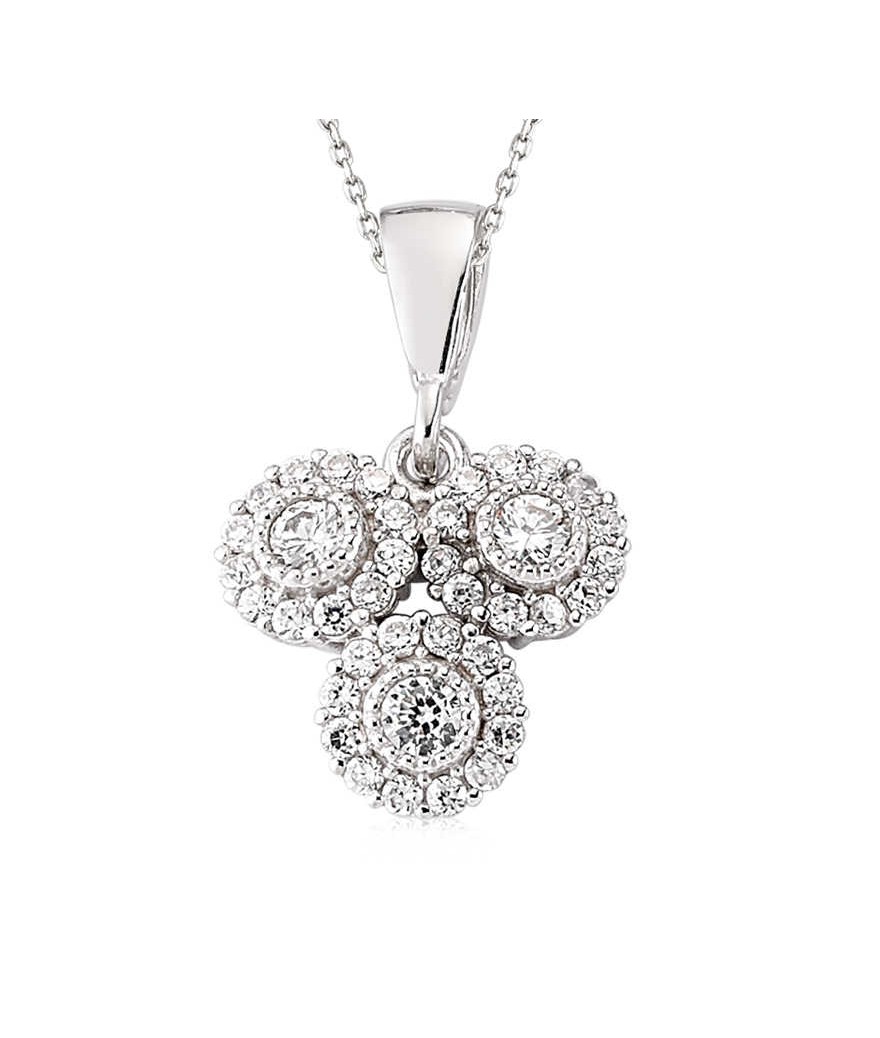 Gümüş Beyaz Taşlı Bayan Kolye