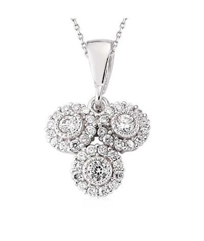 Gümüş Beyaz Taşlı Bayan Kolye