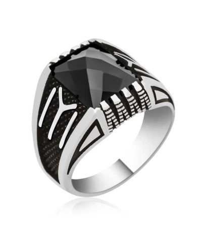 Gümüş Kayı Boyu Armalı Erkek Yüzük