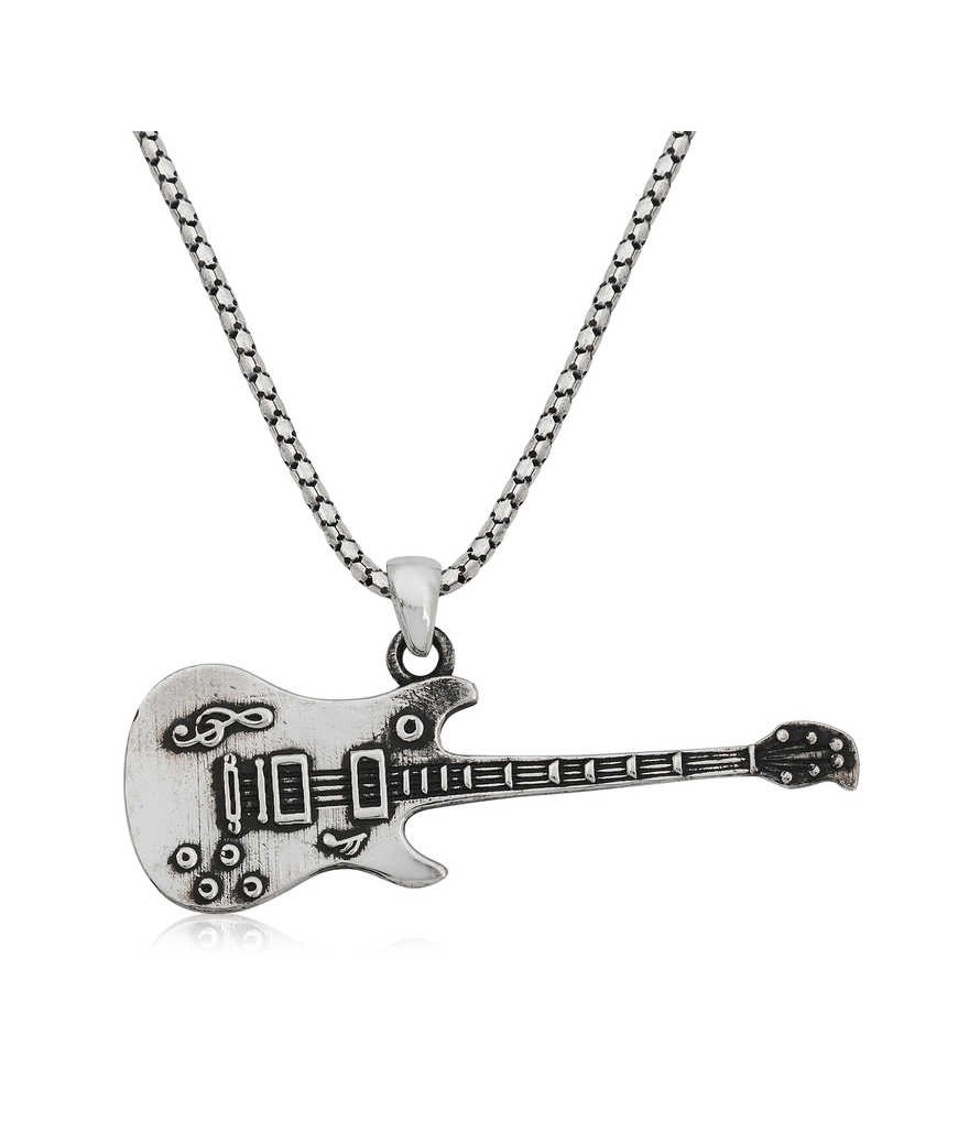 ​Gümüş Gitar Erkek Kolye