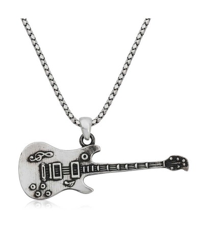 ​Gümüş Gitar Erkek Kolye