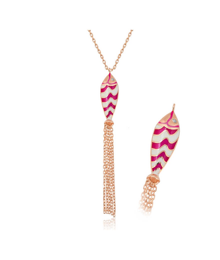 ​Gümüş Püsküllü Balık Kolye