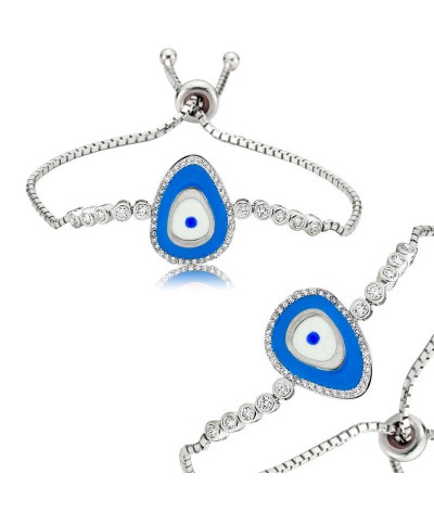 Gümüş Asansörlü Nazar Bayan Bileklik