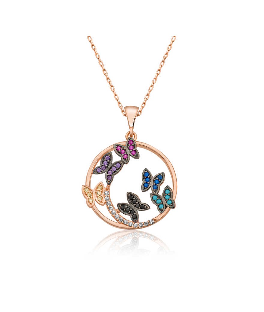 Gümüş Kelebek Çemberi Bayan Kolye