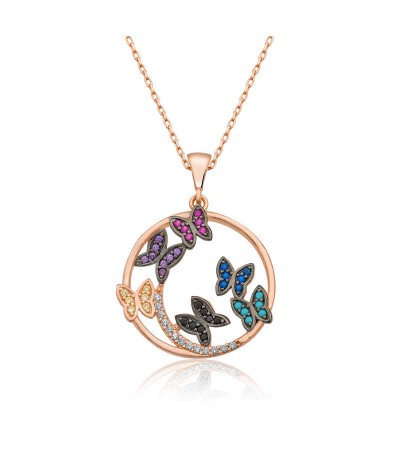 Gümüş Kelebek Çemberi Bayan Kolye