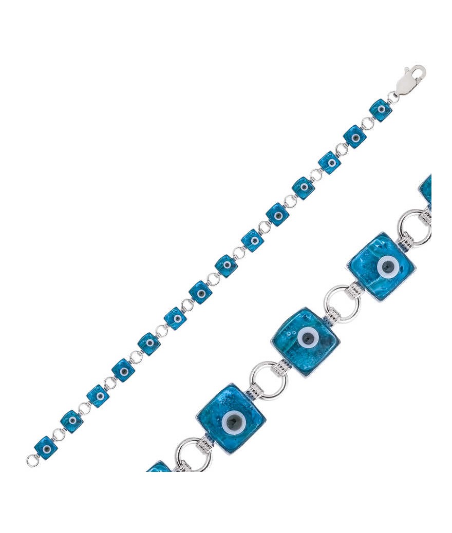 Gümüş Kare Nazar Bayan Bileklik