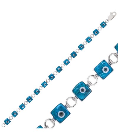 Gümüş Kare Nazar Bayan Bileklik