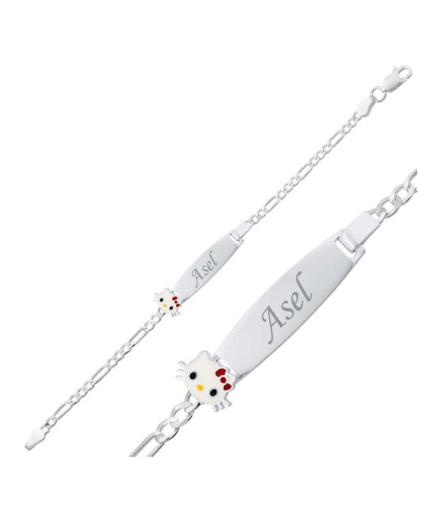 ​Gümüş Kedi Plaka Çocuk Bileklik