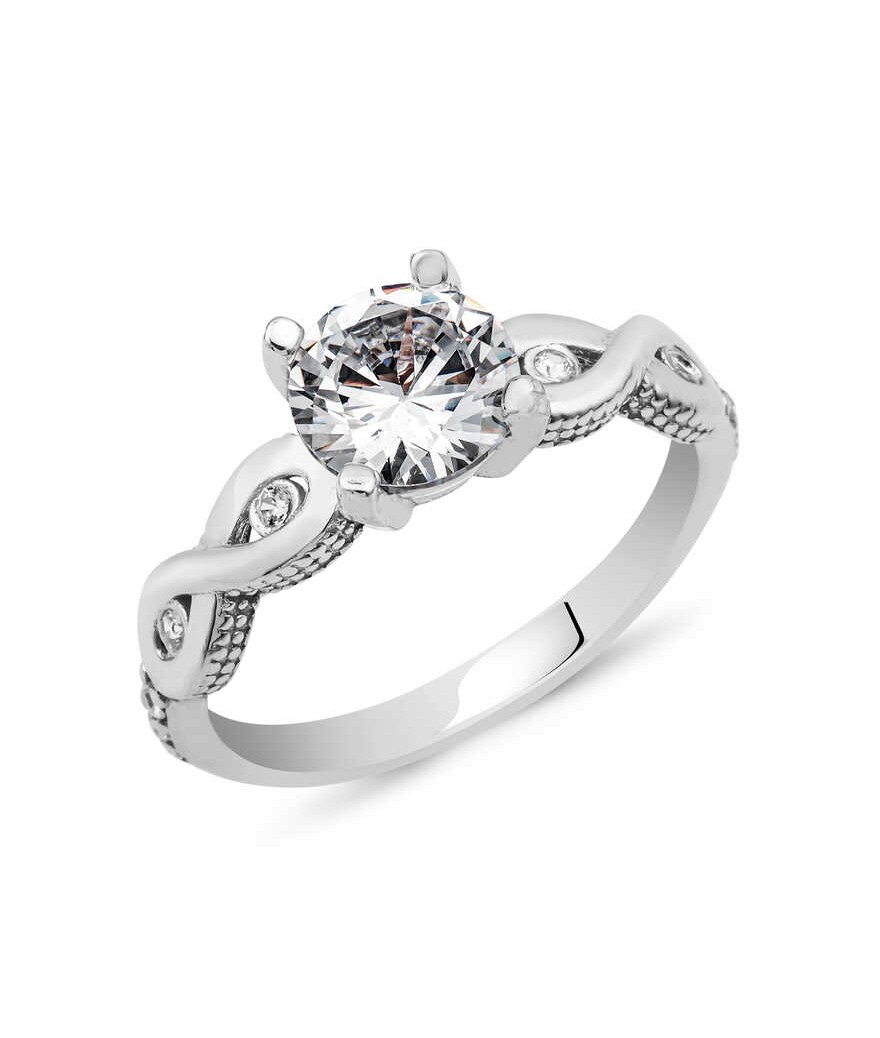 Gümüş Tek Taş Sonsuzluk Yüzük