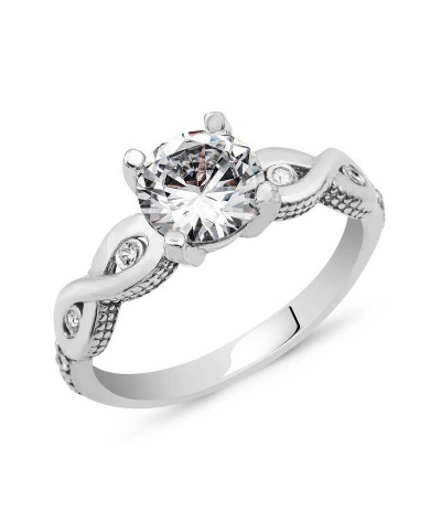 Gümüş Tek Taş Sonsuzluk Yüzük