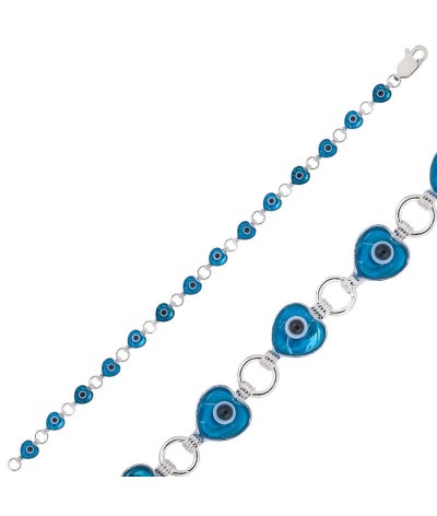 Gümüş Kalp Nazar Bayan Bileklik