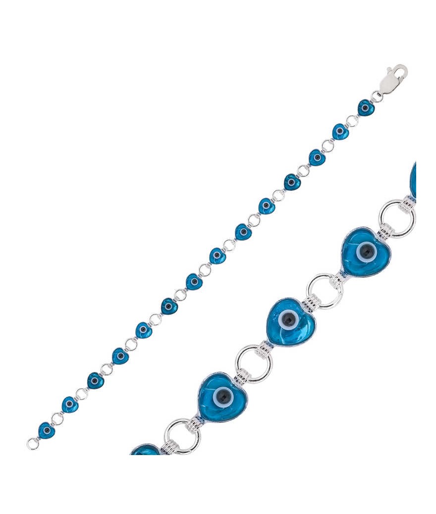 Gümüş Kalp Nazar Bayan Bileklik