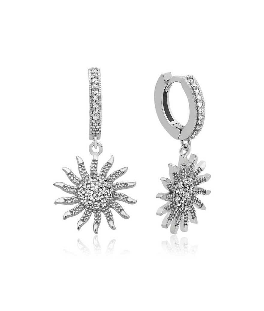 ​Gümüş Güneş Sallantılı Küpe