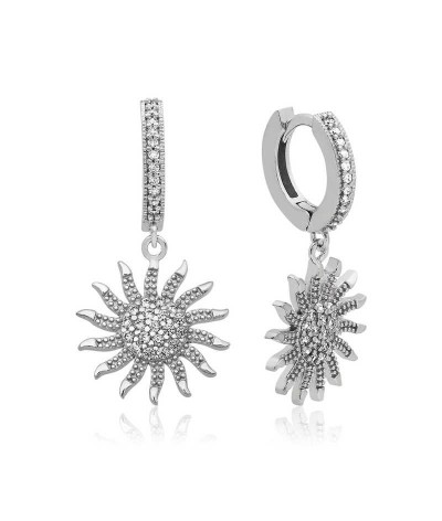 ​Gümüş Güneş Sallantılı Küpe