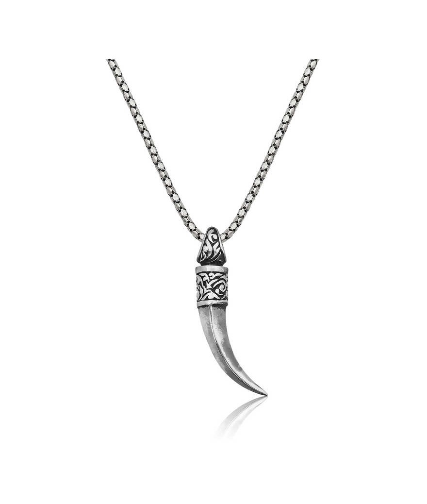 Gümüş Fil Dişi Erkek Kolye