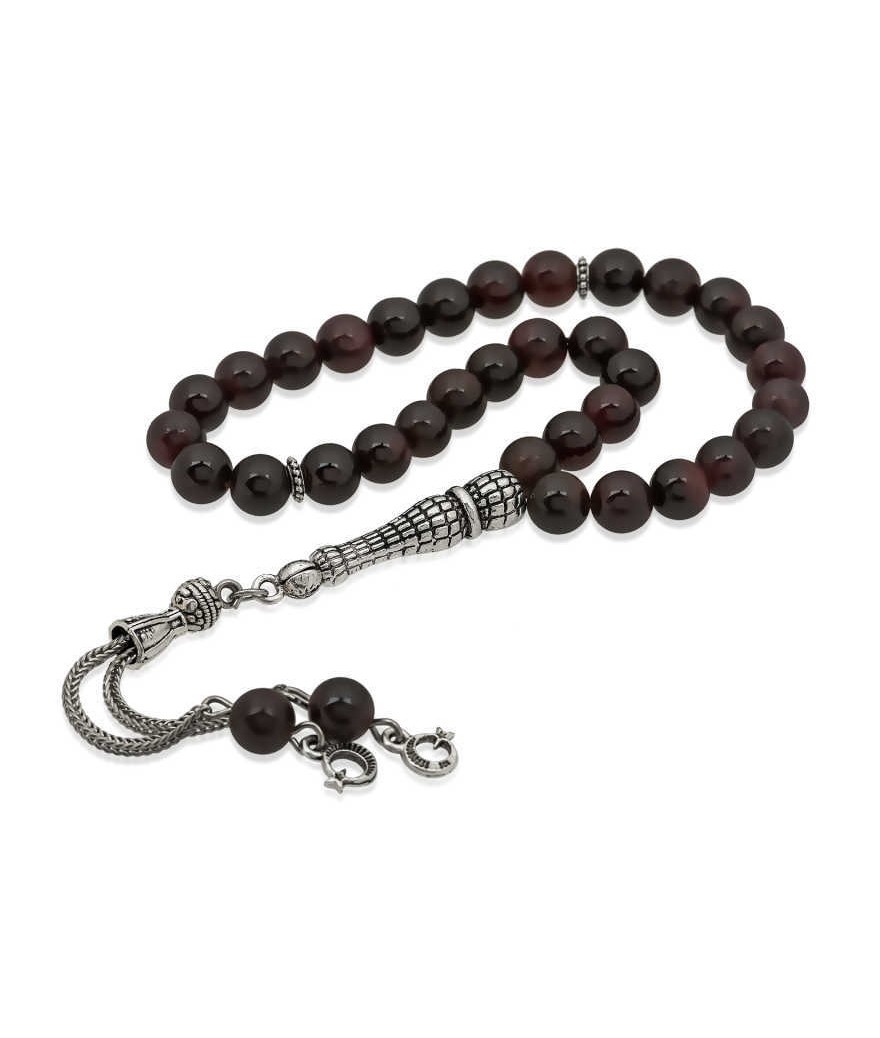 Doğaltaş Metal Püsküllü Lal Taşı Tesbih