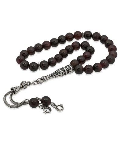 Doğaltaş Metal Püsküllü Lal Taşı Tesbih