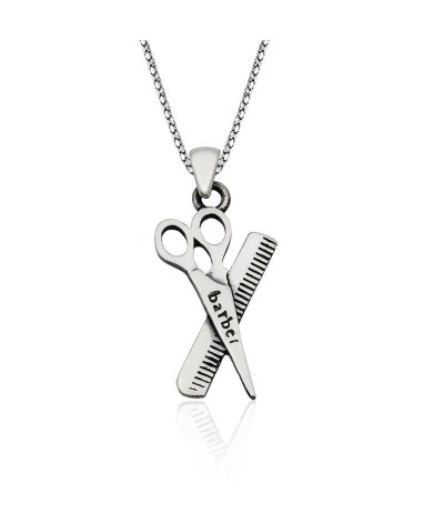 Gümüş Berber Erkek Kolye