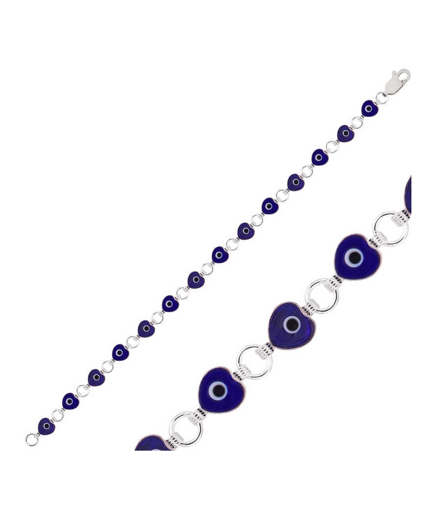 Gümüş Kalp Nazar Bayan Bileklik