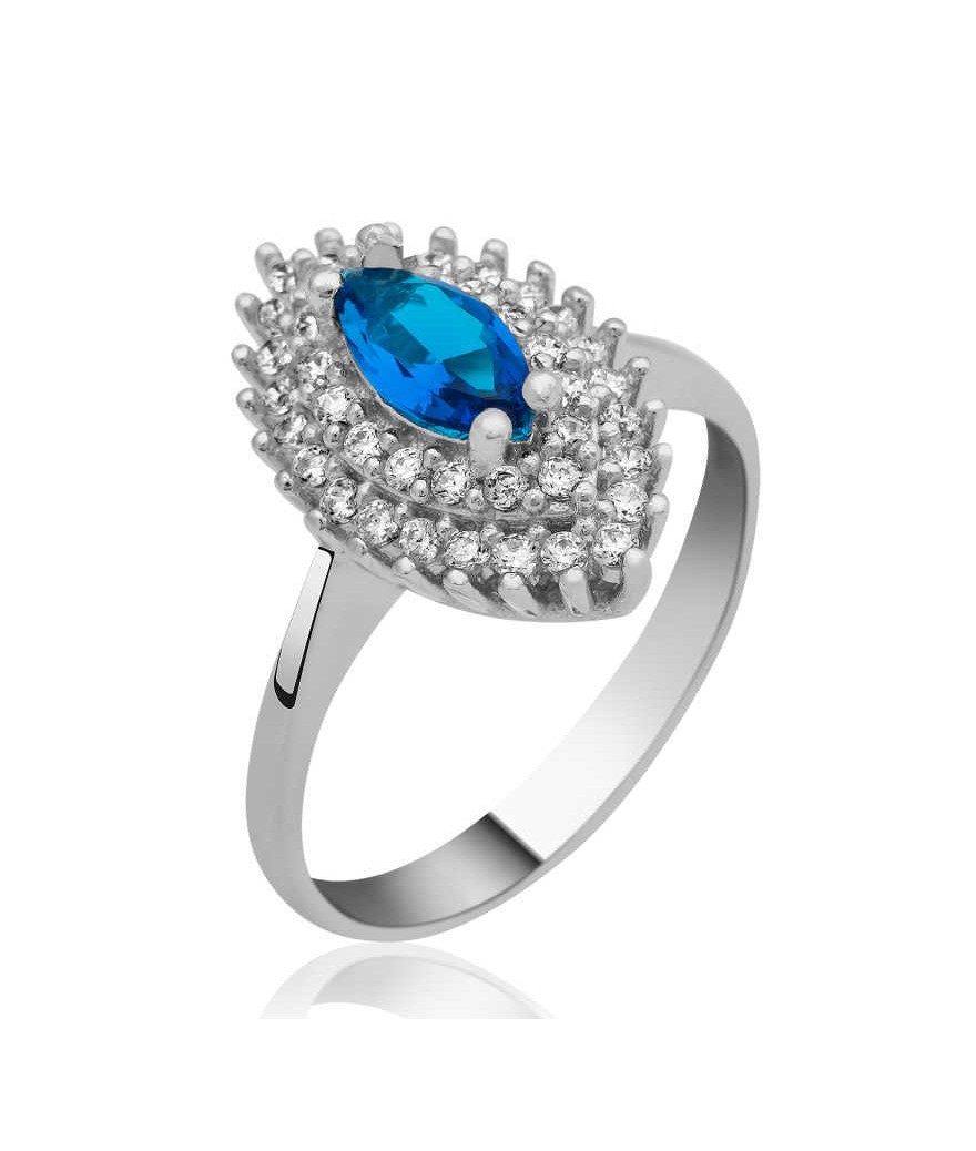 Gümüş Mavi Mekik Bayan Yüzük