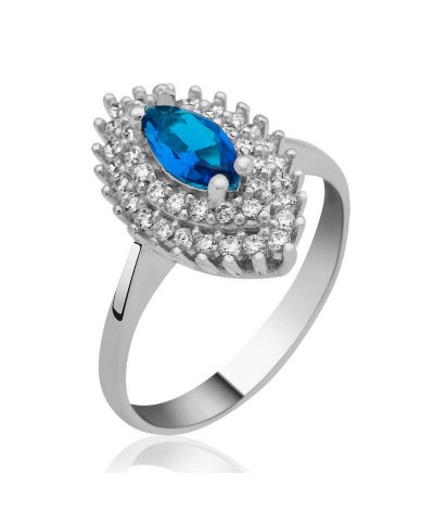 Gümüş Mavi Mekik Bayan Yüzük